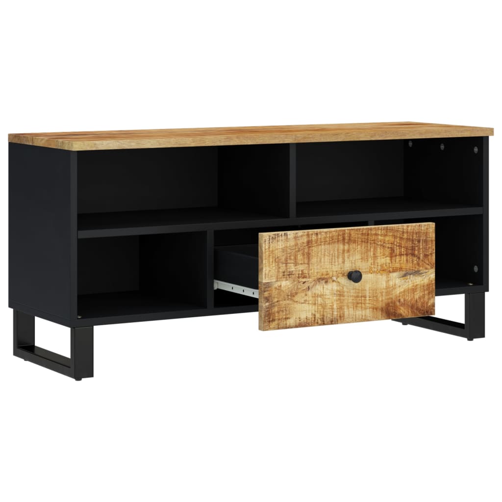 Tv-Meubel 00X33X46 Cm Massief Mangohout En Bewerkt Hout Lichtbruin