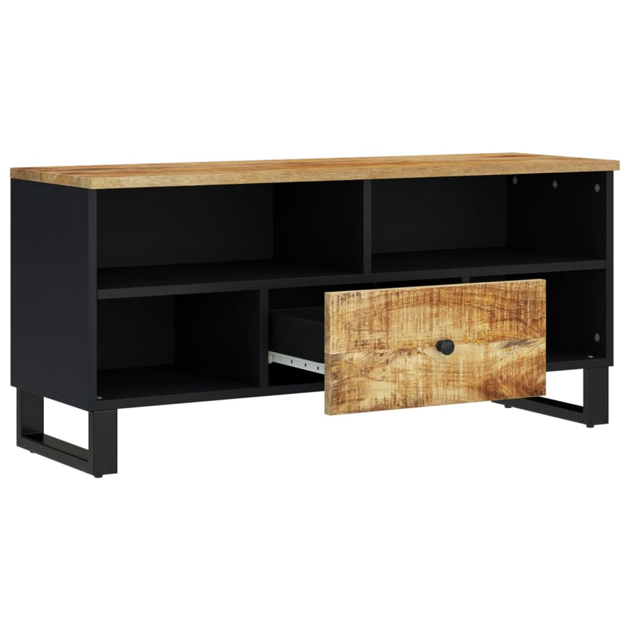 Tv-Meubel 00X33X46 Cm Massief Mangohout En Bewerkt Hout Lichtbruin