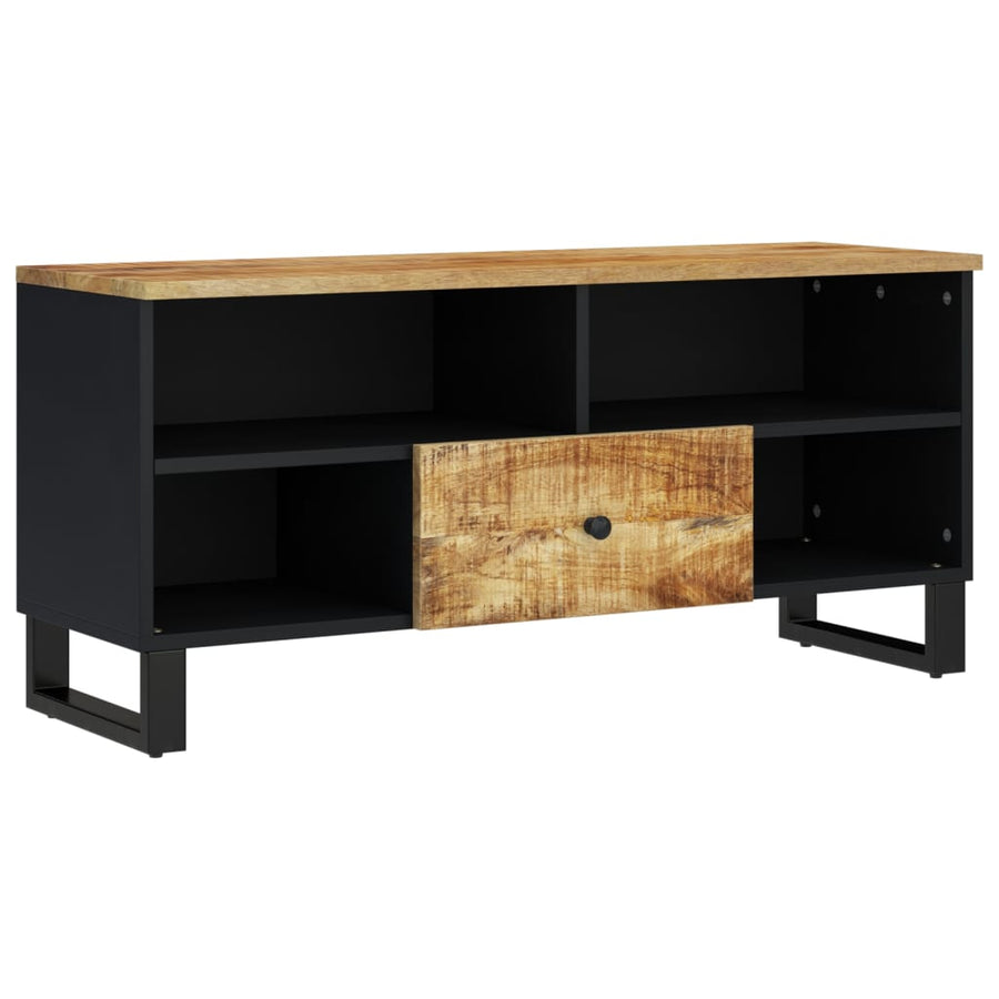 Tv-Meubel 00X33X46 Cm Massief Mangohout En Bewerkt Hout Lichtbruin