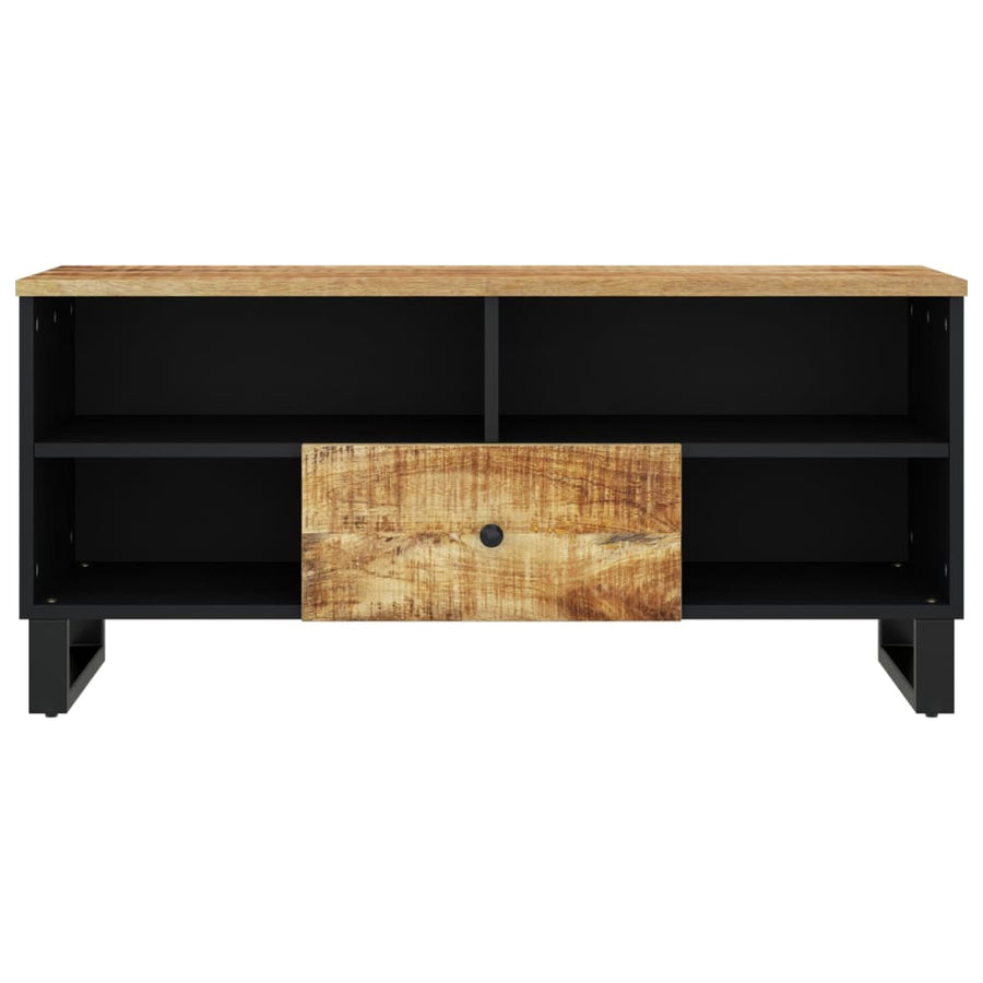 Tv-Meubel 00X33X46 Cm Massief Mangohout En Bewerkt Hout Lichtbruin