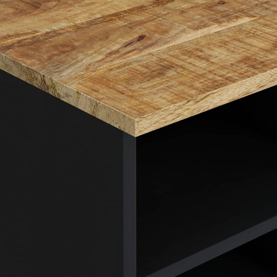Tv-Meubel 00X33X46 Cm Massief Mangohout En Bewerkt Hout Lichtbruin