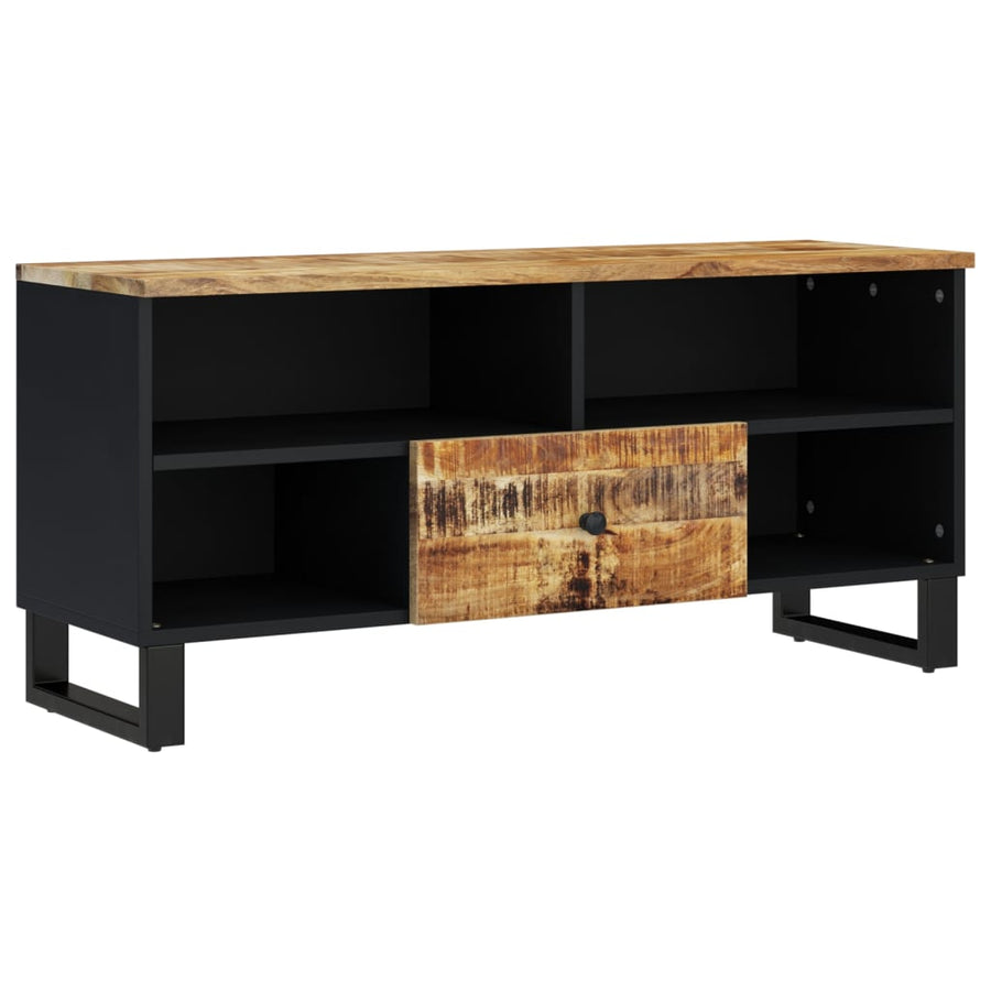 Tv-Meubel 00X33X46 Cm Massief Mangohout En Bewerkt Hout Lichtbruin
