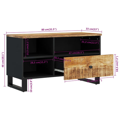 Tv-meubel 80x33x46 cm massief mangohout en bewerkt hout