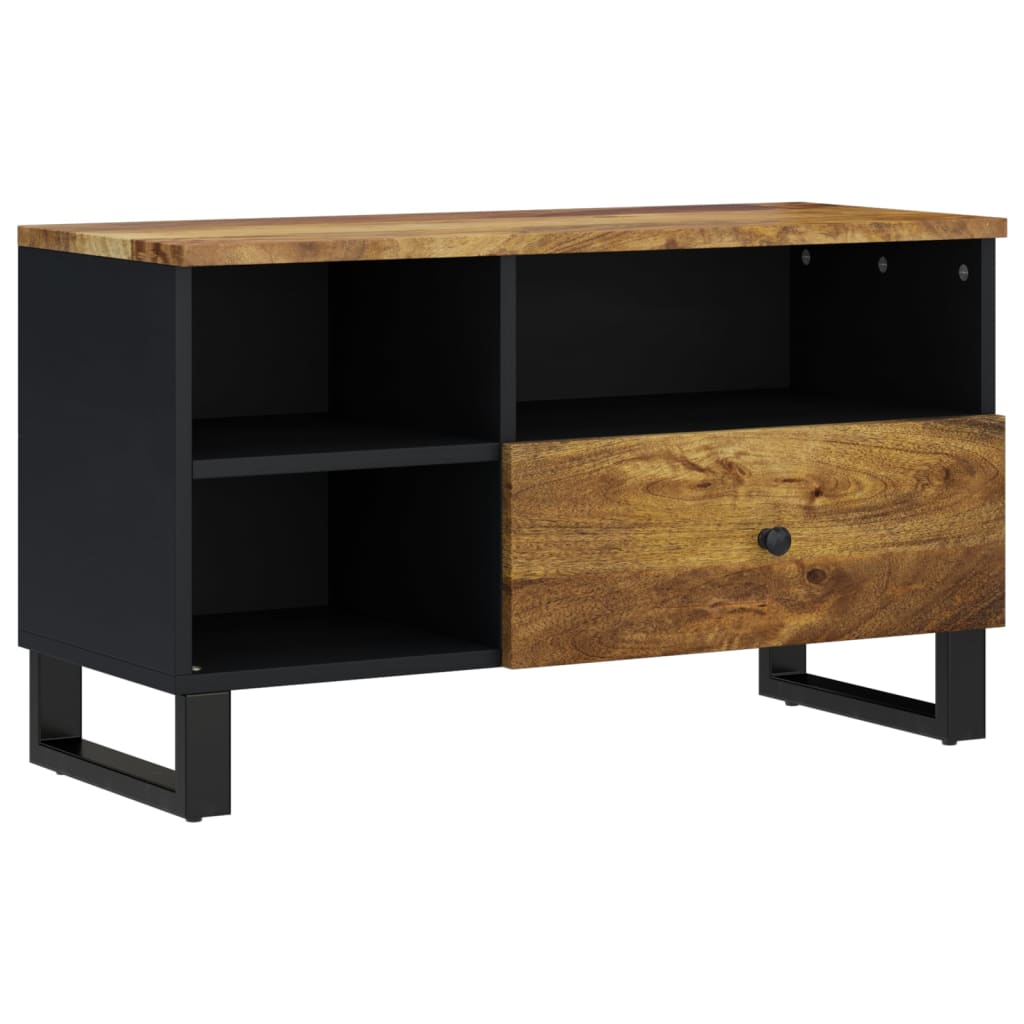 Tv-Meubel 80X33X46 Cm Massief Mangohout En Bewerkt Hout Honingbruin