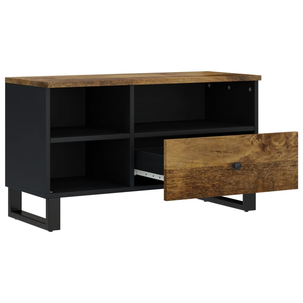 Tv-Meubel 80X33X46 Cm Massief Mangohout En Bewerkt Hout Honingbruin
