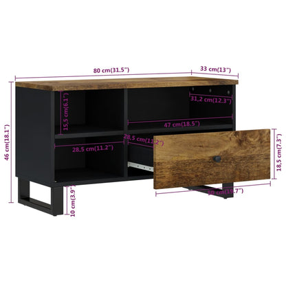 Tv-Meubel 80X33X46 Cm Massief Mangohout En Bewerkt Hout Honingbruin