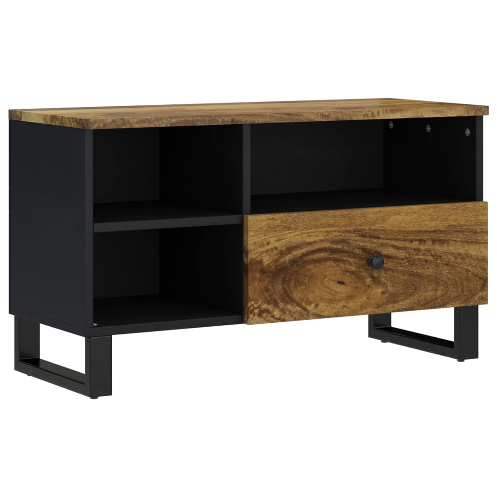 Tv-Meubel 80X33X46 Cm Massief Mangohout En Bewerkt Hout Honingbruin