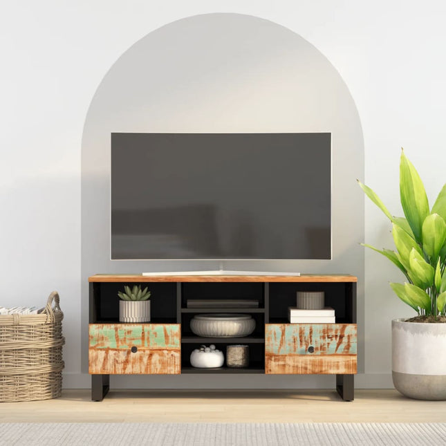 Tv-Meubel 00X33X46 Cm Massief Hout Gerecycled En Bewerkt Hout Multikleur