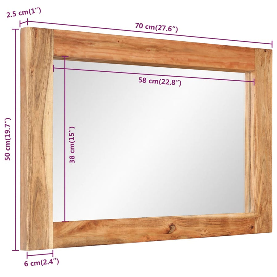 Spiegel 70X50 Cm Massief Acaciahout En Glas Bruin