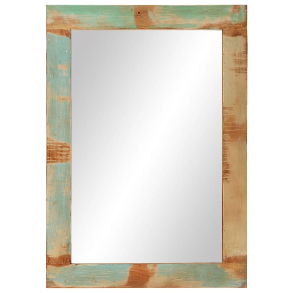 Spiegel 70X50 Cm Massief Gerecycled Hout En Glas Multikleur