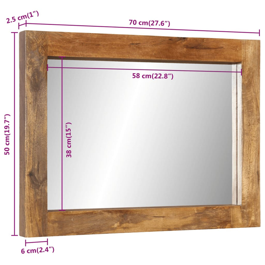 Spiegel 70x50 cm massief mangohout en glas