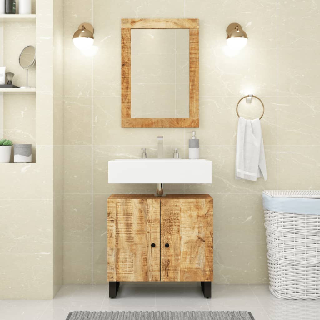 Wastafelkast 62X33X58 Cm Massief Mangohout En Bewerkt Hout