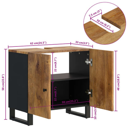 Wastafelkast 62X33X58 Cm Massief Mangohout En Bewerkt Hout