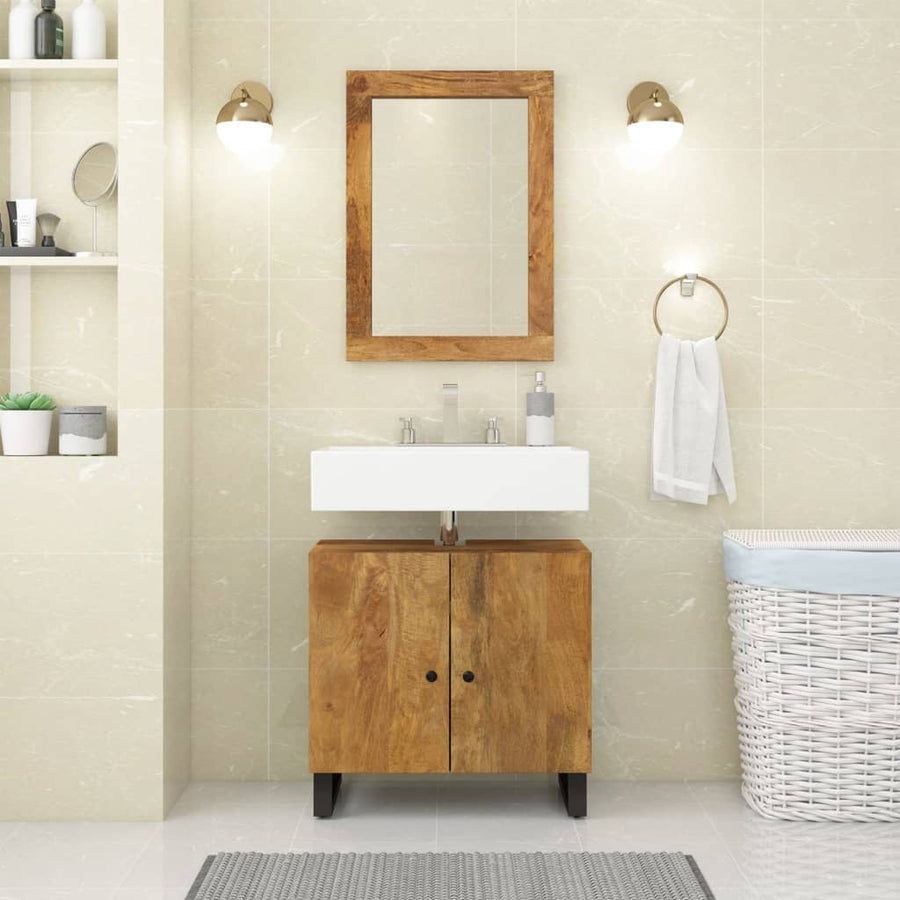 Wastafelkast 62X33X58 Cm Massief Mangohout En Bewerkt Hout