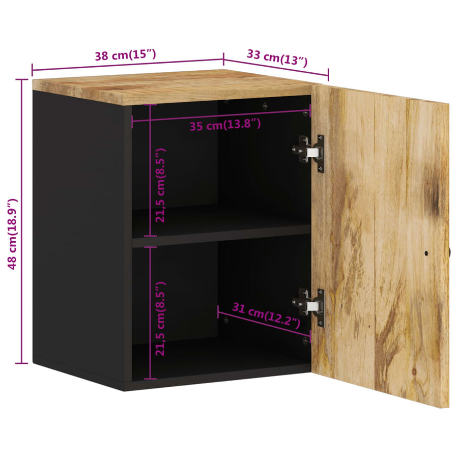 Badkamerwandkast 38X33X48 Cm Massief Mangohout