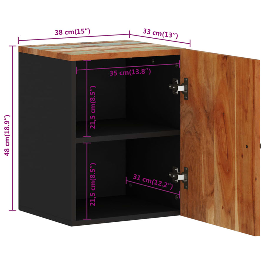 Badkamerwandkast 38X33X48 Cm Massief Recycled Hout