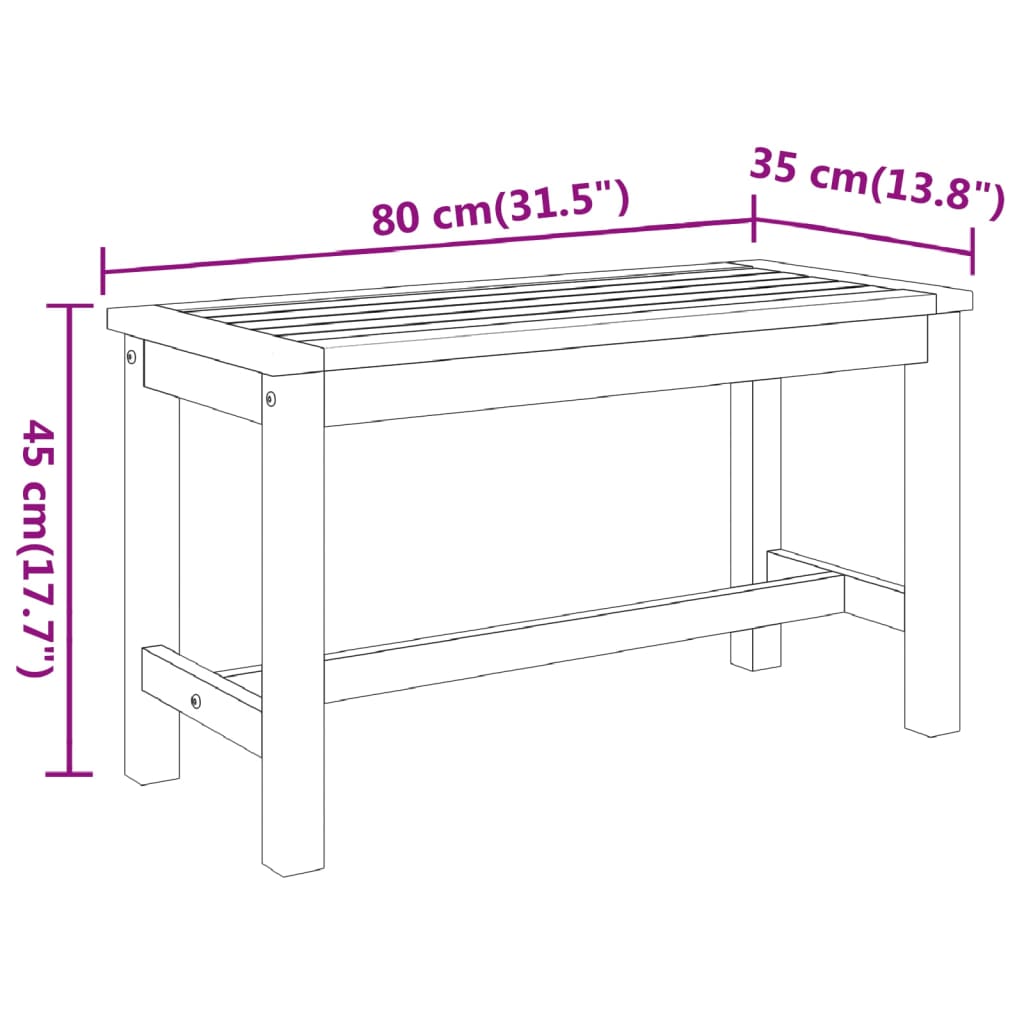 Tuinbank 80x35x45 cm massief acaciahout