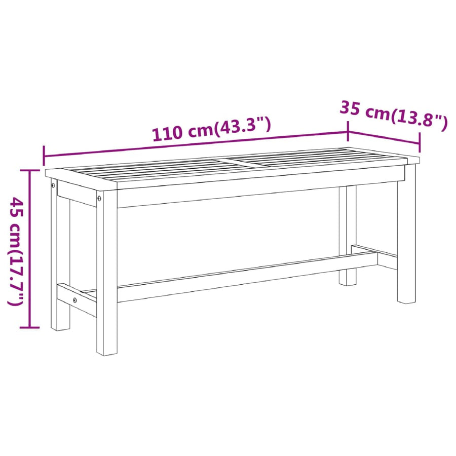 Tuinbank 110X35X45 Cm Massief Acaciahout 110 x 35 x 45 cm