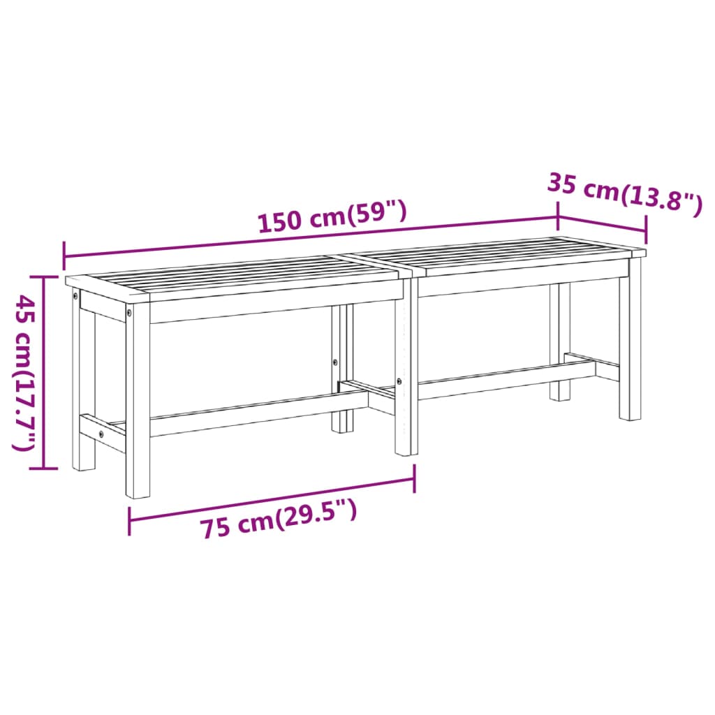 Tuinbank Massief Acaciahout 150 x 35 x 45 cm