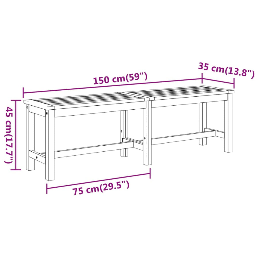 Tuinbank Massief Acaciahout 150 x 35 x 45 cm