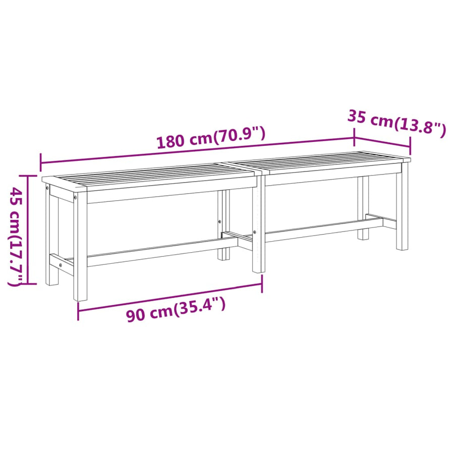 Tuinbank Massief Acaciahout 180 x 35 x 45 cm