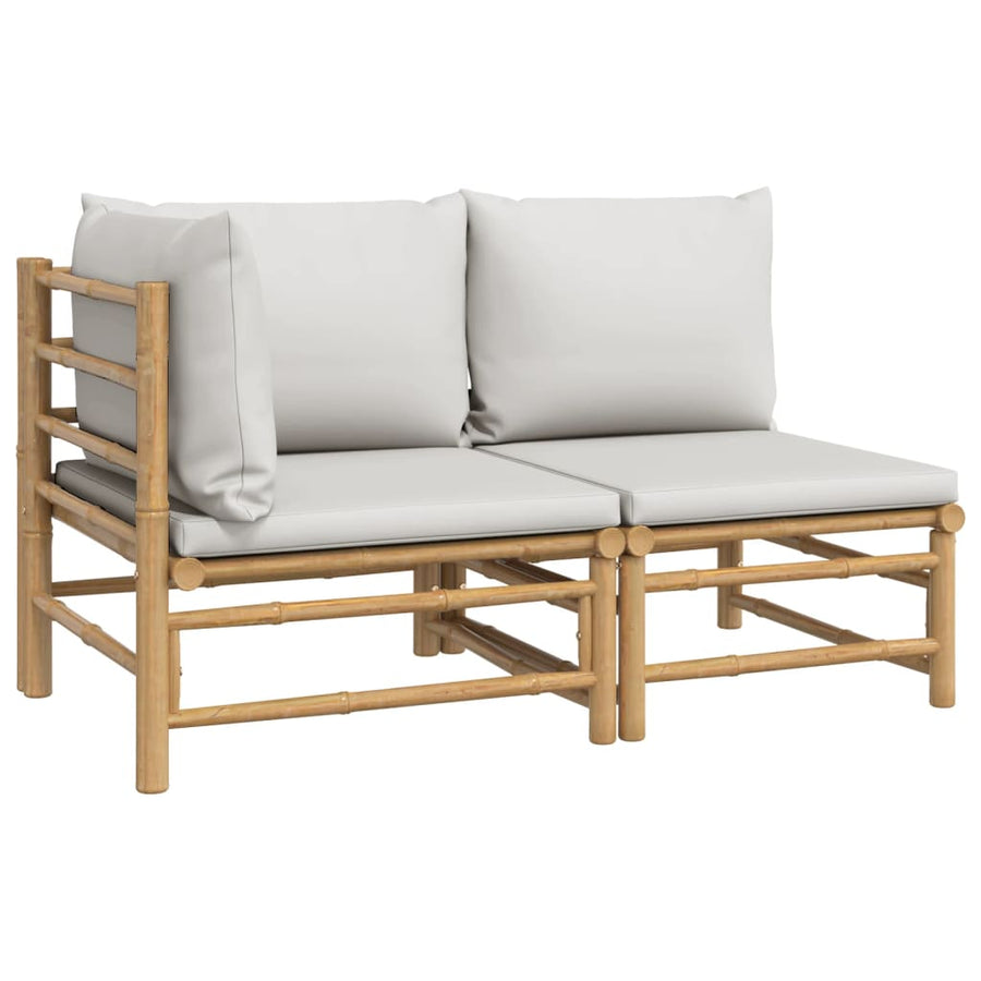 2-Delige Loungeset Met Kussens Bamboe Lightgrijs Lichtgrijs hoek + midden