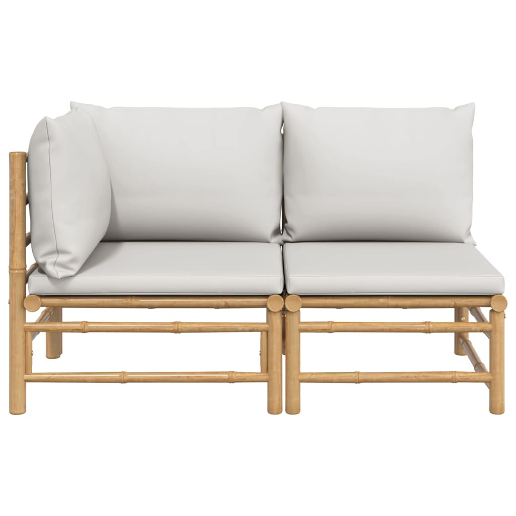 2-Delige Loungeset Met Kussens Bamboe Lightgrijs Lichtgrijs hoek + midden