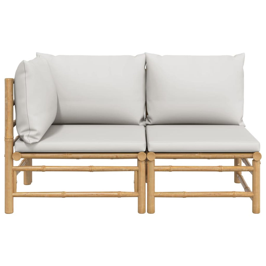 2-Delige Loungeset Met Kussens Bamboe Lightgrijs Lichtgrijs hoek + midden