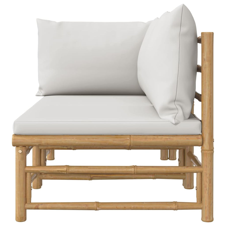 2-Delige Loungeset Met Kussens Bamboe Lightgrijs Lichtgrijs hoek + midden