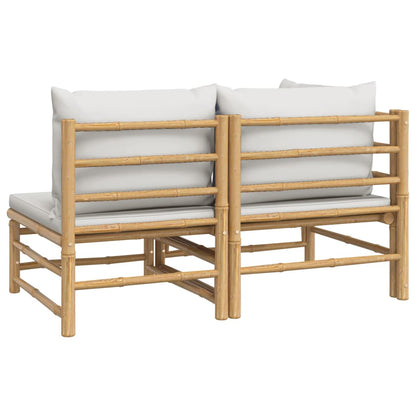 2-Delige Loungeset Met Kussens Bamboe Lightgrijs Lichtgrijs hoek + midden