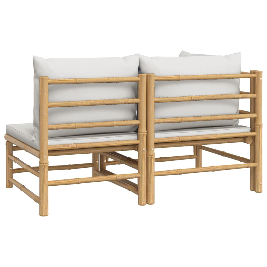 2-Delige Loungeset Met Kussens Bamboe Lightgrijs Lichtgrijs hoek + midden
