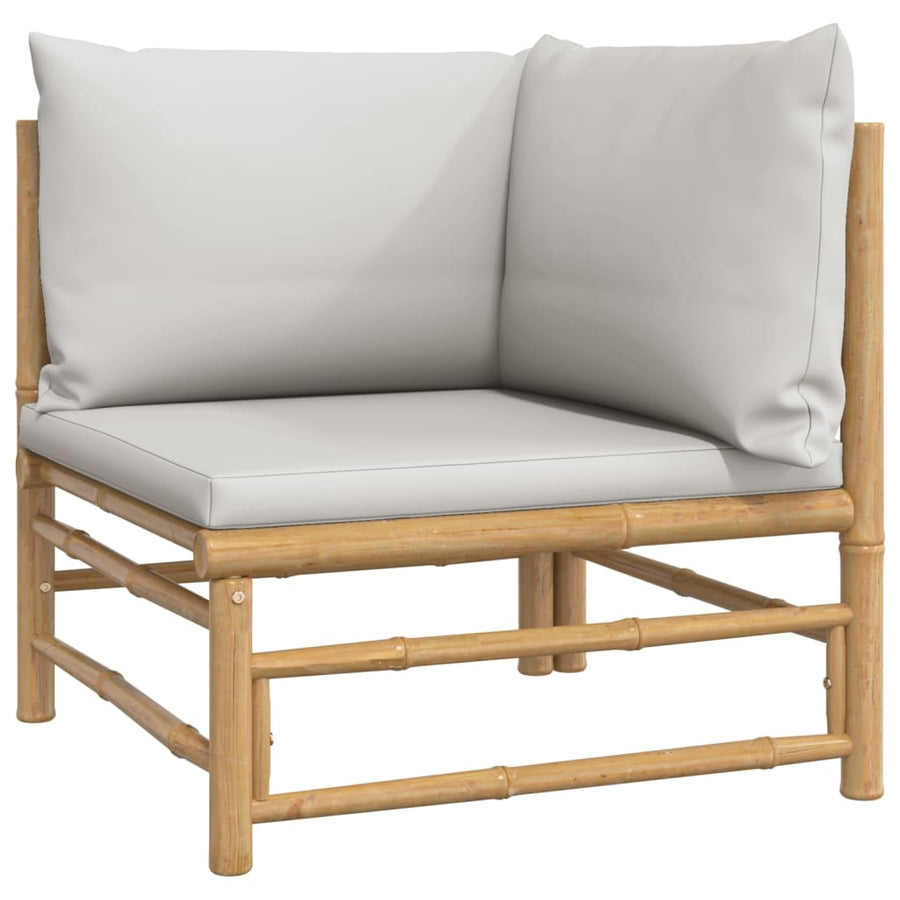 2-Delige Loungeset Met Kussens Bamboe Lightgrijs Lichtgrijs hoek + midden