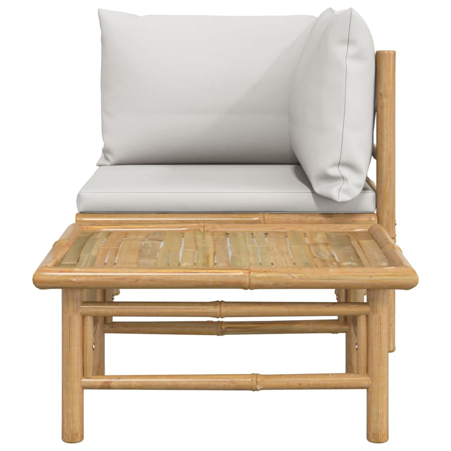 2-Delige Loungeset Met Kussens Bamboe Lightgrijs Lichtgrijs hoek + Tafel