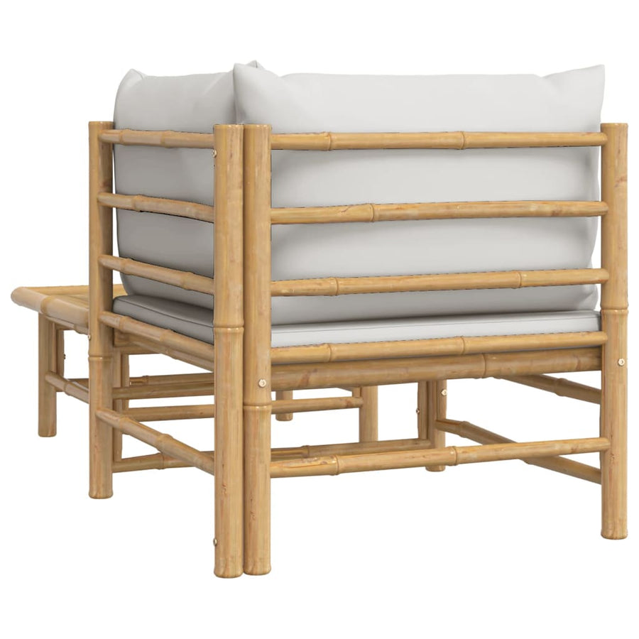 2-Delige Loungeset Met Kussens Bamboe Lightgrijs Lichtgrijs hoek + Tafel