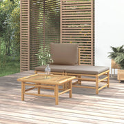 Loungeset 3-delig bamboe taupe