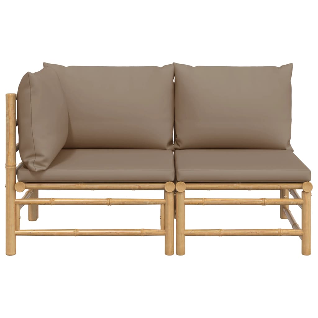 2-Delige Loungeset Met Kussens Bamboe Taupe hoek + midden