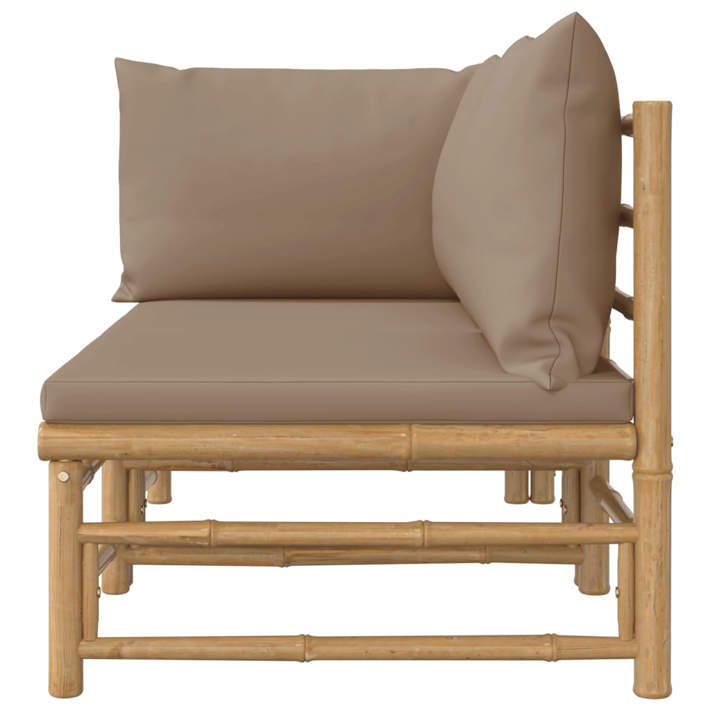 2-Delige Loungeset Met Kussens Bamboe Taupe hoek + midden