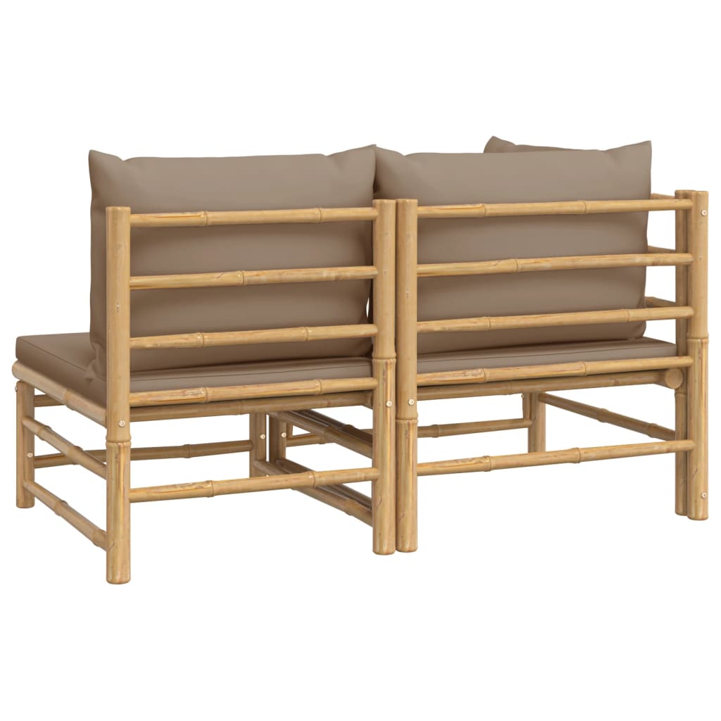 2-Delige Loungeset Met Kussens Bamboe Taupe hoek + midden