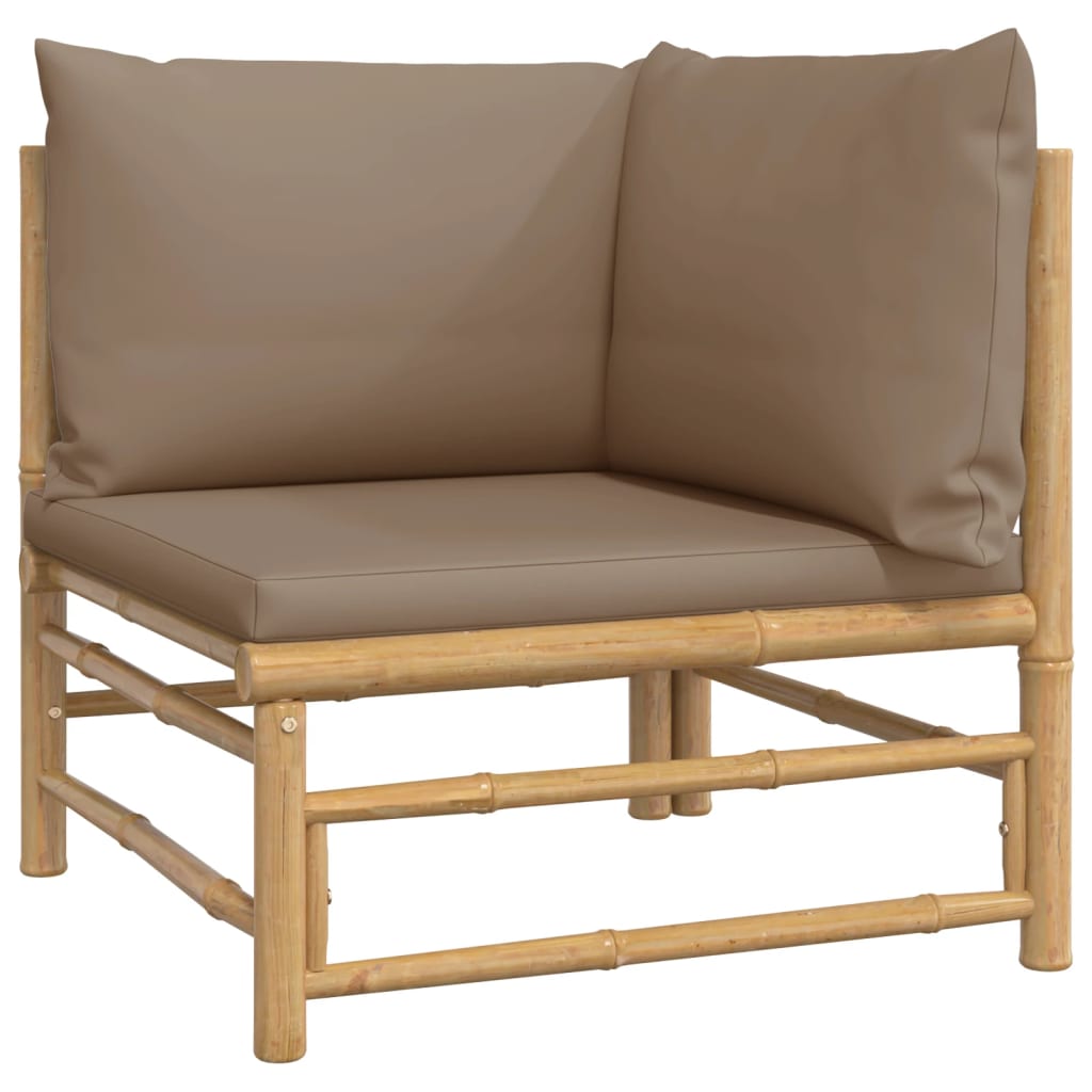 2-Delige Loungeset Met Kussens Bamboe Taupe hoek + midden