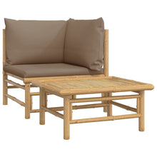 2-Delige Loungeset Met Kussens Bamboe Taupe hoek + Tafel