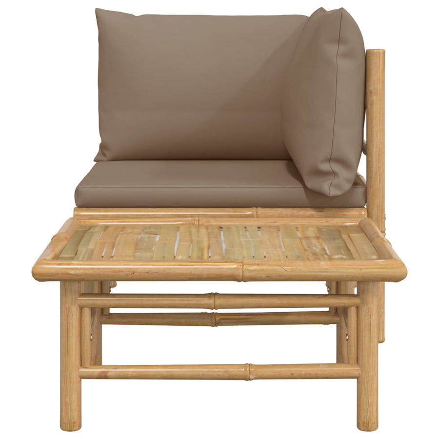 2-Delige Loungeset Met Kussens Bamboe Taupe hoek + Tafel