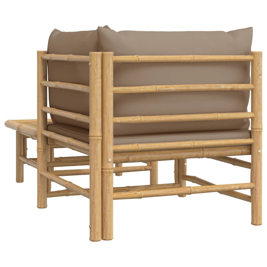 2-Delige Loungeset Met Kussens Bamboe Taupe hoek + Tafel
