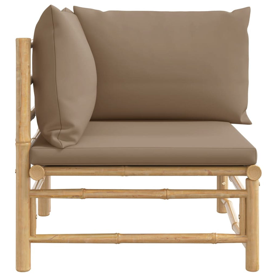 Tuin Met Kussens Bamboe Taupe Hoekbank
