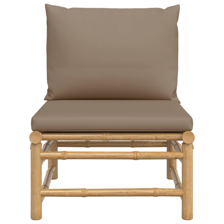 Tuin Met Kussens Bamboe Taupe Middenbank
