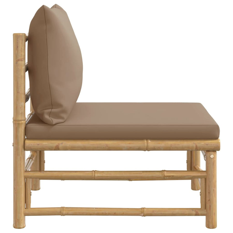 Tuin Met Kussens Bamboe Taupe Middenbank