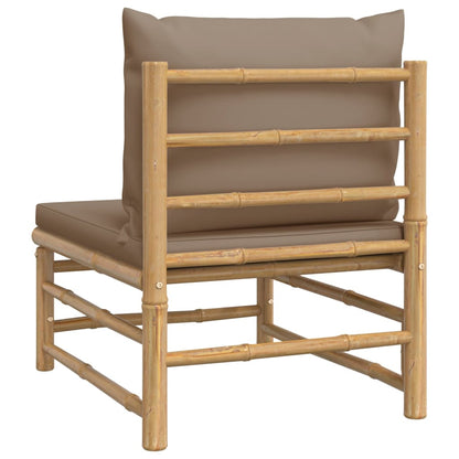 Tuin Met Kussens Bamboe Taupe Middenbank