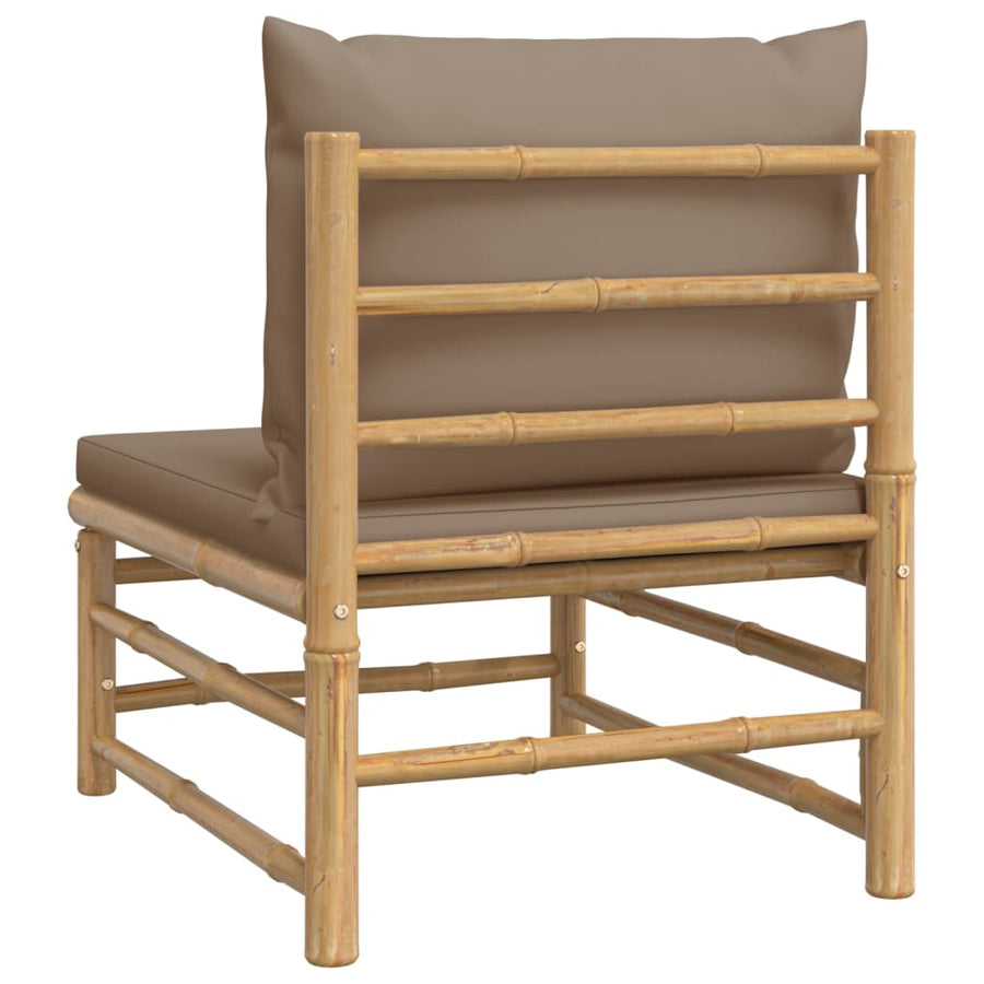 Tuin Met Kussens Bamboe Taupe Middenbank