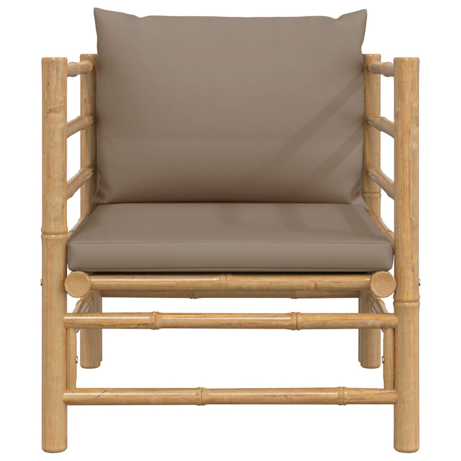 Tuinbank Met Kussens Bamboe Taupe Fauteuil