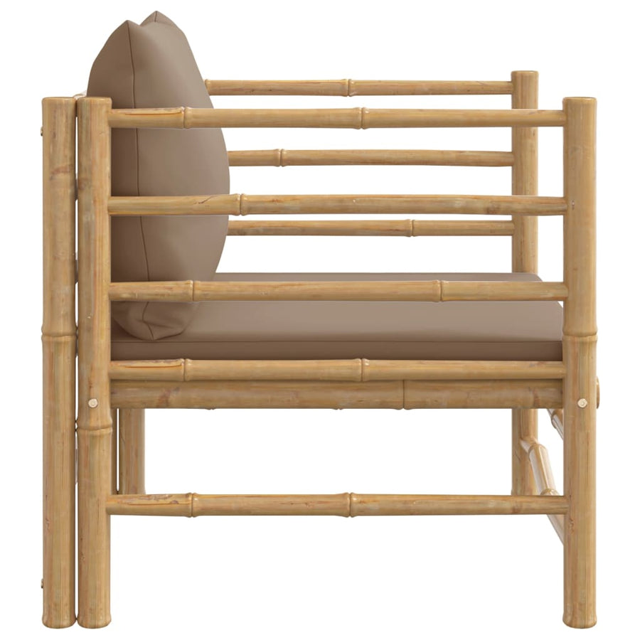 Tuinbank Met Kussens Bamboe Taupe Fauteuil