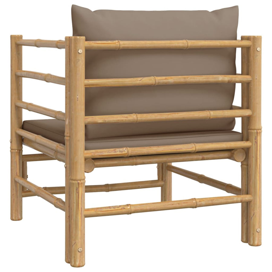 Tuinbank Met Kussens Bamboe Taupe Fauteuil